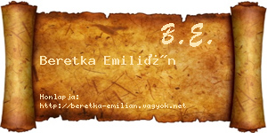 Beretka Emilián névjegykártya